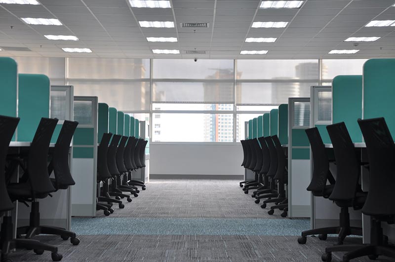 office chairs on a grey carpet