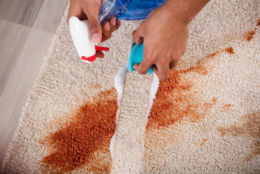 cleaning a carpet